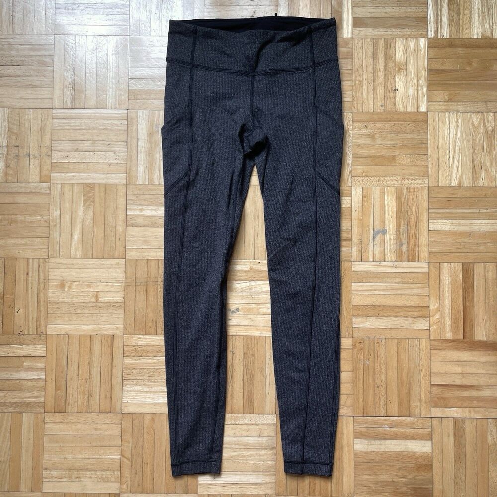 Lululemon Speed Tight V Leggings Womens Size 6  High Rise Grey Herringbone